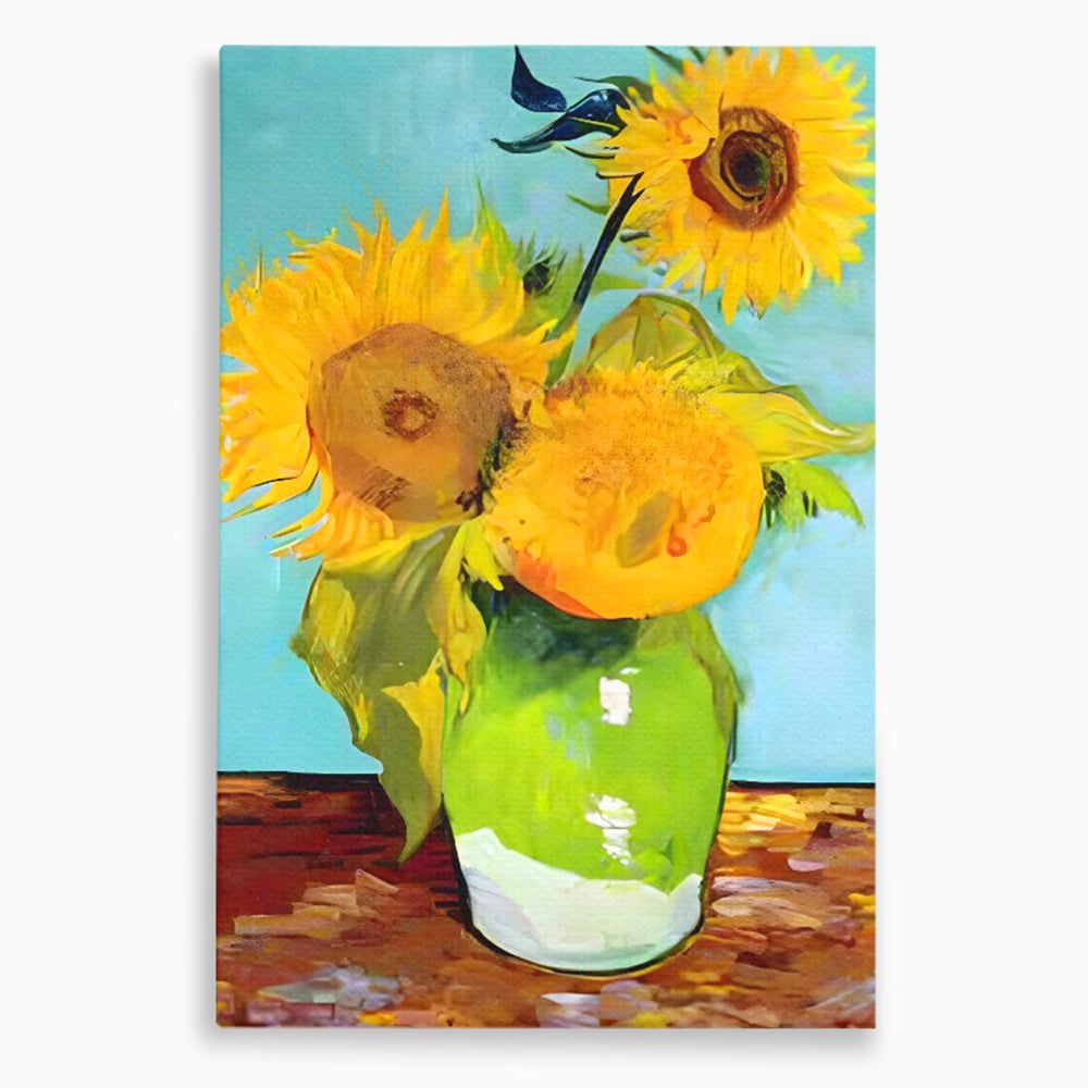 Tablou canvas cu tablou pictura cu floarea soarelui, fara rama, pe sasiu de lemn